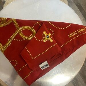 Moschino Red Scarf with Gold Detailing